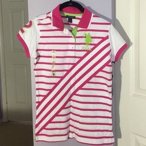 Pink and Blue US Polo Collared Tee