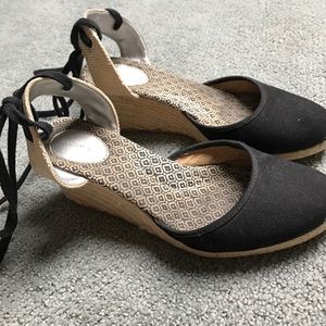 Lands' End lace up espadrille wedges