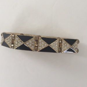J CREW BRACELET Art Deco Black and Faux Diamond