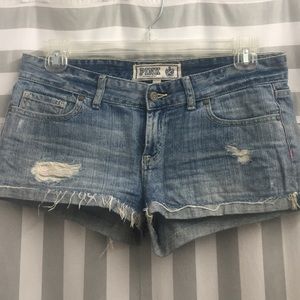 PINK Victoria's Secret Light Denim Ripped/Cut-offs