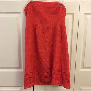 Red-Orange Strapless Dress