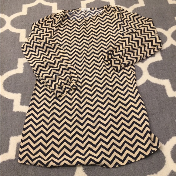 Navy and Cream Chevron Dress - Picture 1 of 1