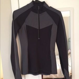 Athleta Quarter 1/4 Zip pullover black grey xxs