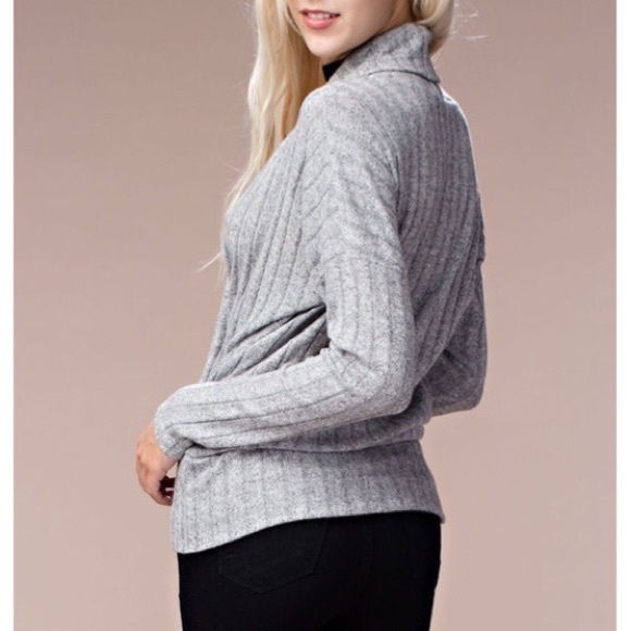 Heather Grey Faux Wrap Top - Picture 3 of 4