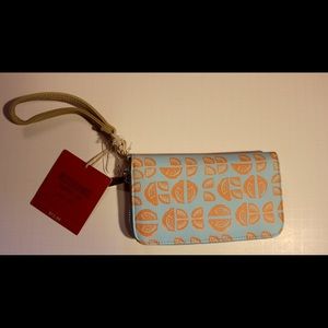 Target aqua orange pattern wristlet NWT
