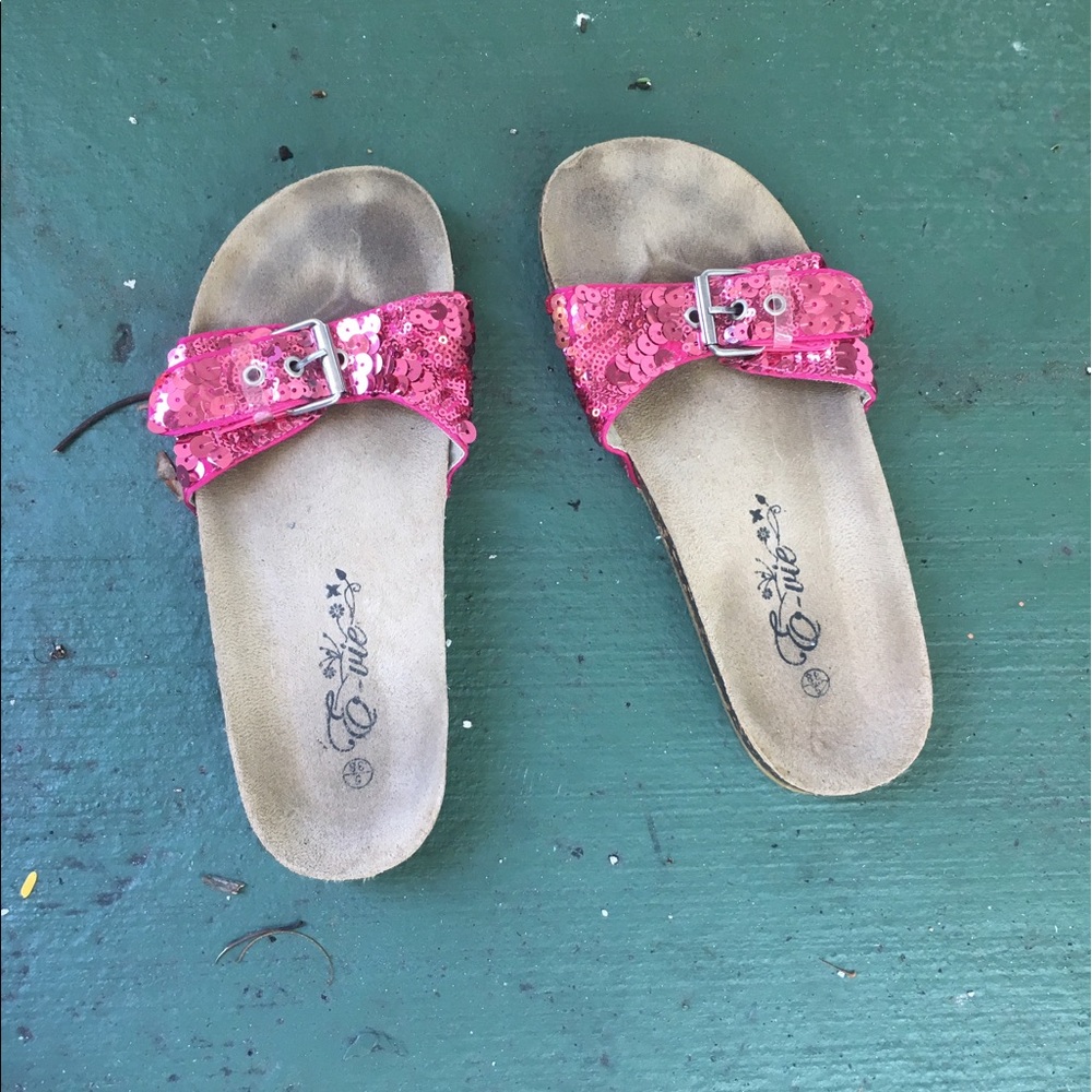 ❤️Size 6 pink glitter sequins sandals - Picture 1 of 4