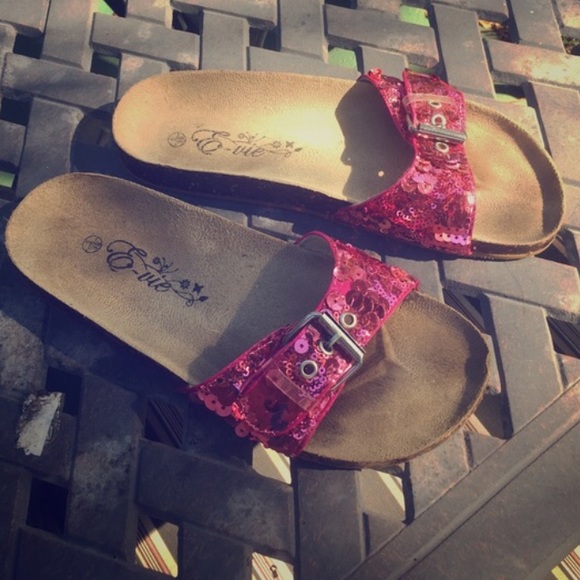❤️Size 6 pink glitter sequins sandals - Picture 3 of 4