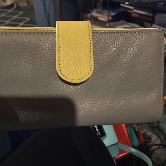 Gray and Yellow Geniune Leather Wallet
