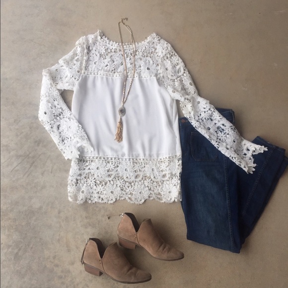 Pretty long sleeve top with crochet detail