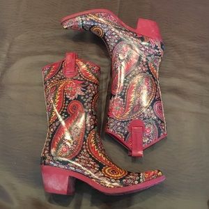 Paisley cowboy rain boots