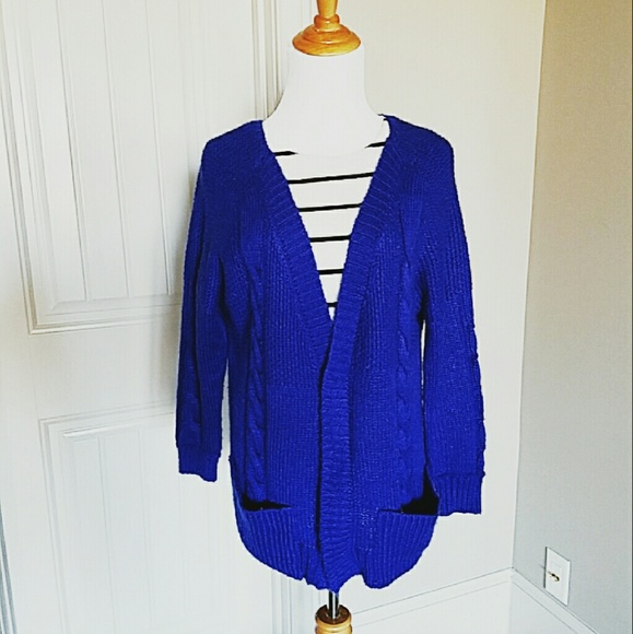 Cobalt blue cardigan sweater