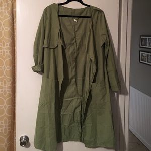 Army green long cardigan