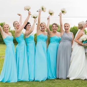 Strapless Turquoise Bridesmaid Dress Size 12