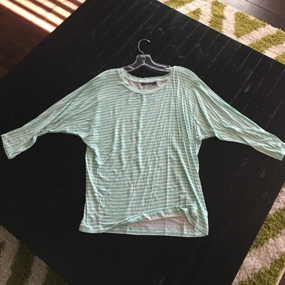 Mint green/ white mid-sleeve striped shirt!