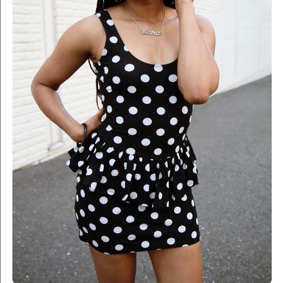 Polka Dot Peplum Dress