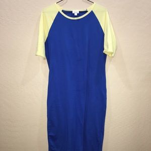 Blue and yellow LuLaRoe Julia dress