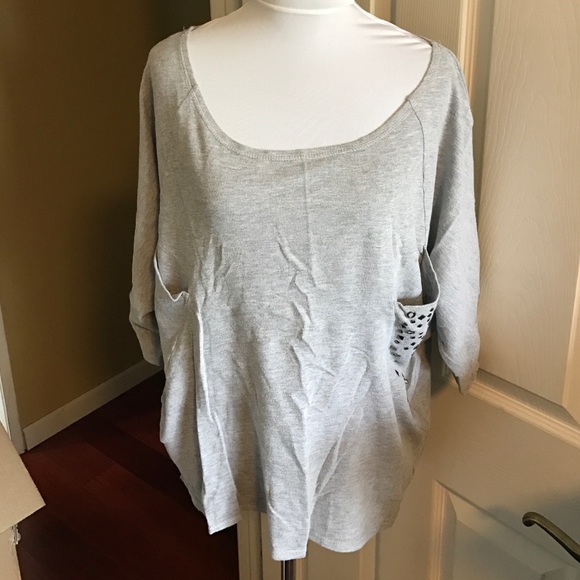Gray 3/4 Sleeve shirt Top