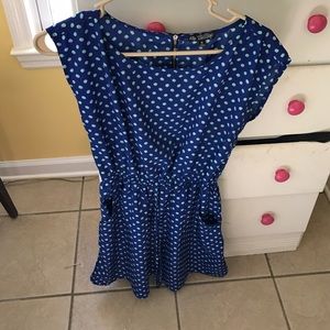 Blue dress with light blue polka dots