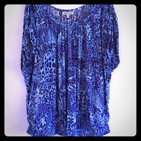Royal blue leopard print blouse JLo