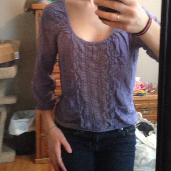 Purple three quarter sleeve shirt