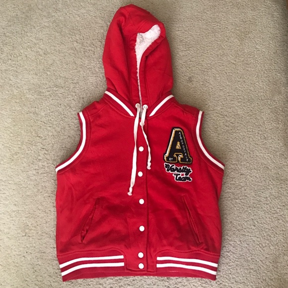 Sleeveless red varsity Aeropostale jacket