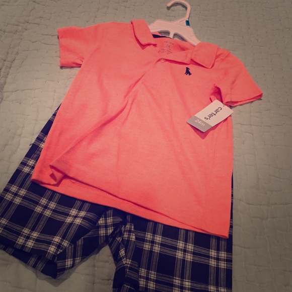 Collared shirt and plaid shorts set
