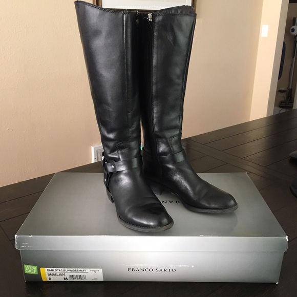 Franco Sarto Carlota2 Black WIDE CALF Riding Boots