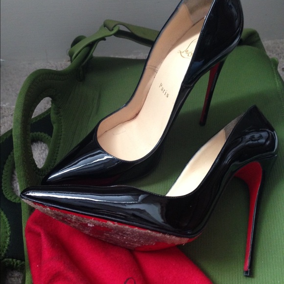 Christian Louboutin 38 1/2 Black Patent Heels