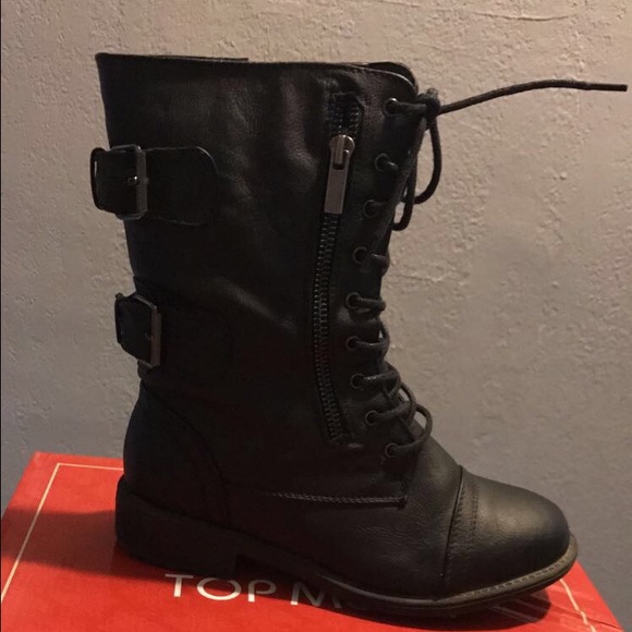 Black leather like boots