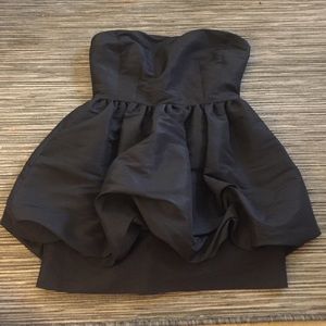 Black strapless peplum dress