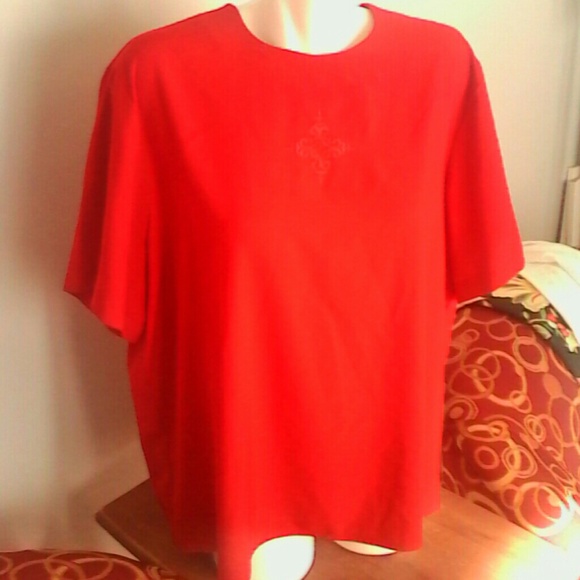 Southern Lady Tops - Southern Lady Red Blouse 20 Short Sleeve plus Size
