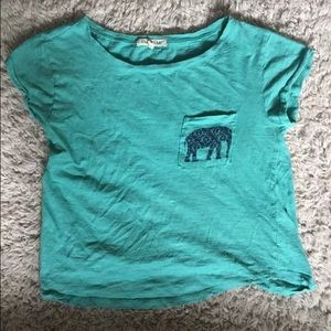 Aqua elephant small mid cropped wishful Park tee