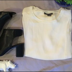 VINCE Cream Sheer Long Sleeve Blouse
