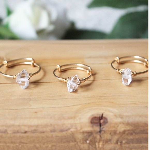 Herkimer Diamond Crystal Wire Wrapped Ring - Picture 2 of 4