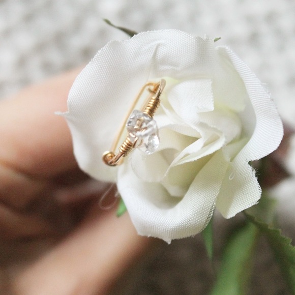 Herkimer Diamond Crystal Wire Wrapped Ring - Picture 3 of 4