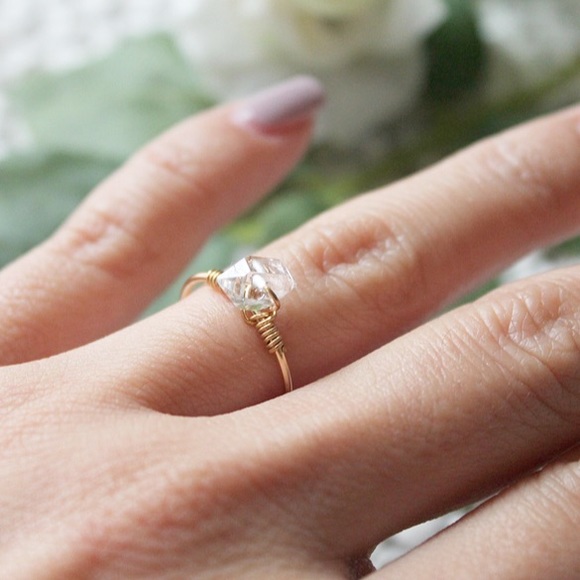 Herkimer Diamond Crystal Wire Wrapped Ring - Picture 4 of 4