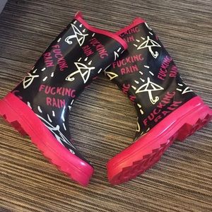 Fucking rain boots literally !