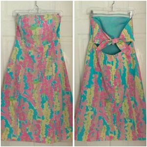 Lilly Pulitzer vintage tie-back strapless dress