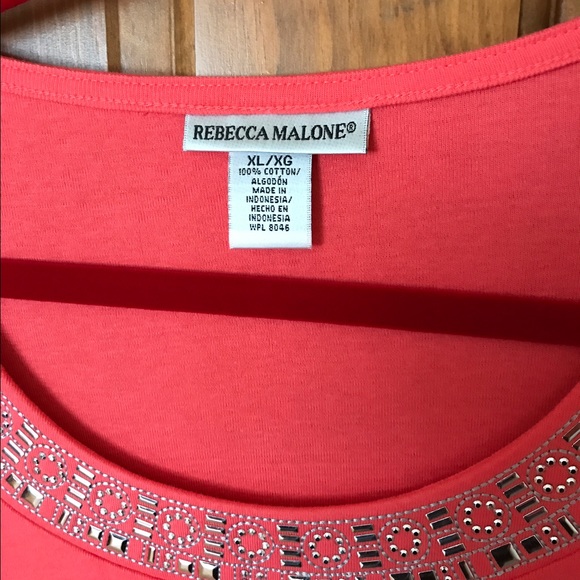 XL Coral Rebecca Malone ss top - Picture 3 of 3