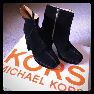 Michael Kors black suede platform boots size 9