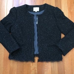 LOFT wool blazer with lace detail
