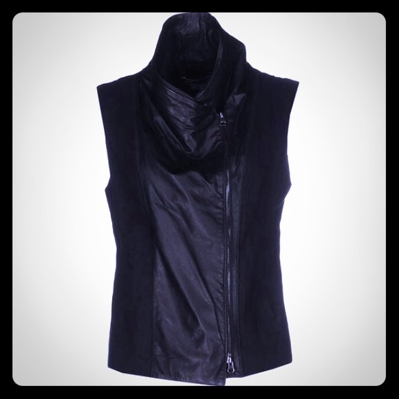 VINCE DENIM LEATHER VEST