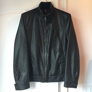 Mens Brown Leather Jacket Dockers size Small