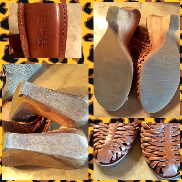 MICHAEL KORS leather wedge huraches