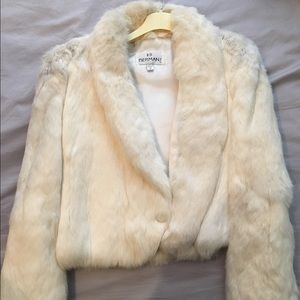 Bermans white rabbit fur coat size small