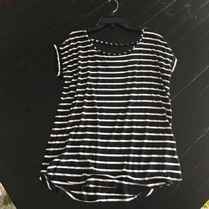 Cute black and white striped short sleeve shirt!