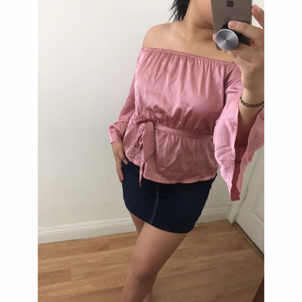 Peplum Rose Satin Top