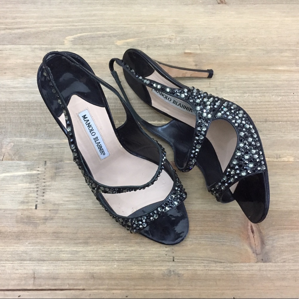 SOLD!! Sling back black stilettos