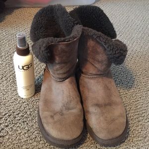 Brown button uggs!