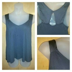 V Neck satin strap and keyhole back tank